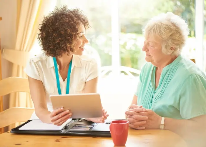 discussing with local client how they would like their care